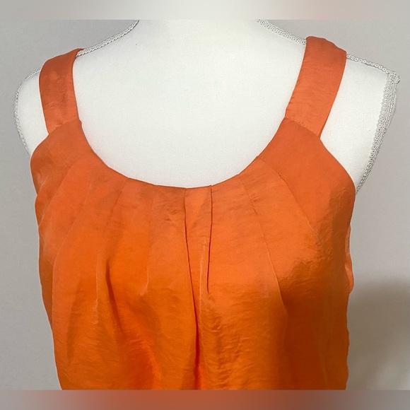 City Triangles Womens M Solid Orange Silk Sleeveless Dress Preppy Classic - Picture 4 of 15